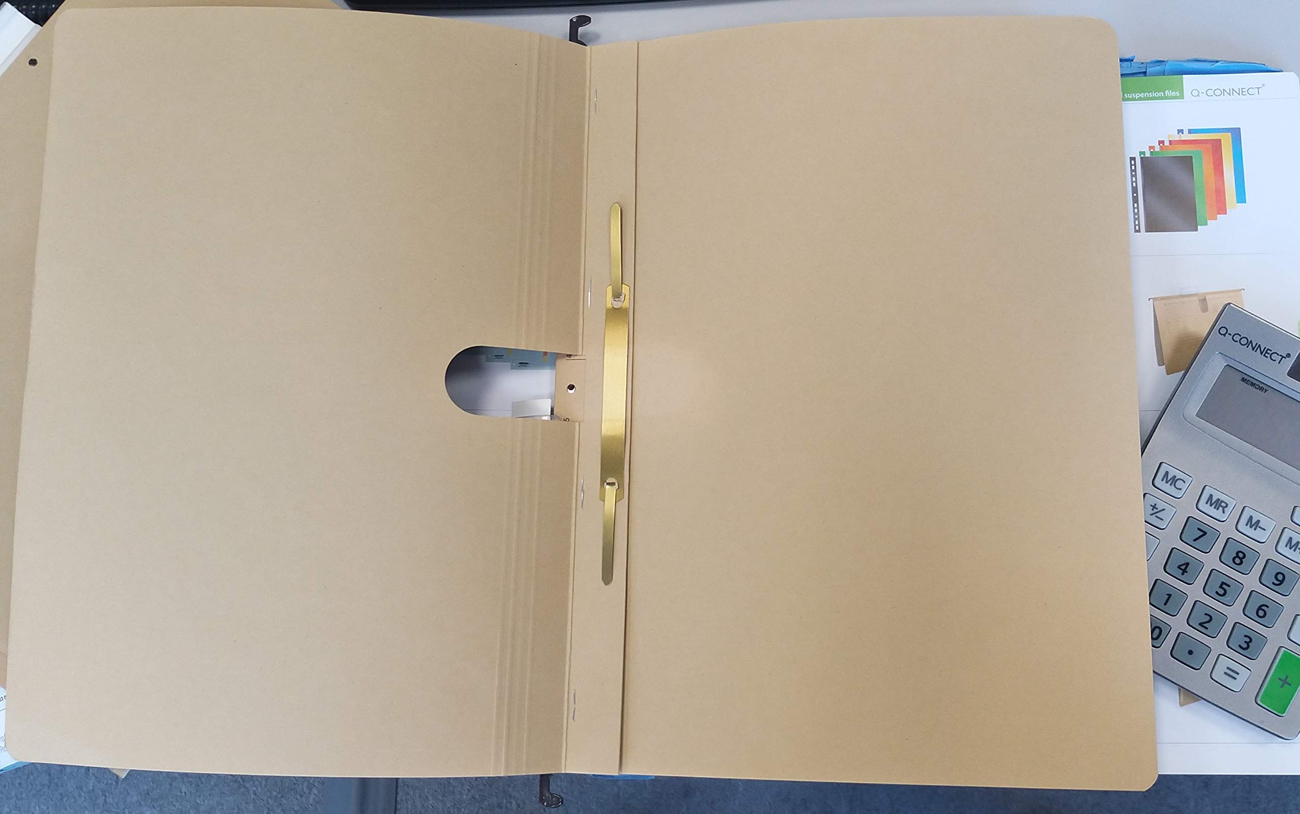 Q-Connect KF00554 Hängehefter/Hängemappen Für A4 Farbe: Braun/Natronkarton, Heftung aus 250g/qm / 25 Stück/Schwarzer Organisationsdruck/mit auswechselbaren Blanco-Schildchen/Blauer Engel