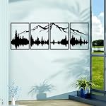Ruiqas 4 Pieces Large Metal Wall Art Decor Silhouette Sculpture Mountain and Forest Abstract Minimalist Ornament Hanging Sign for Home Living Room Bedroom