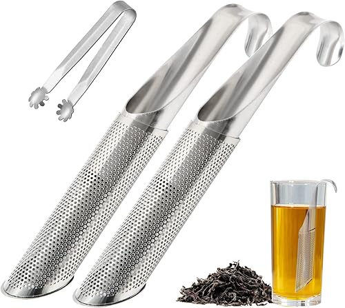 Colador de té de acero inoxidable, paquete de 2 difusores de té de acero inoxidable, infusores de té de acero inoxidable, filtro de té de mango