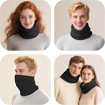 ehsbuy Winter Neck Warmer Fleece Snoods for Men Women Thermal Thick Knit Neck Gaiters Ski Mask Scarf Gifts for Cycling Outdoor