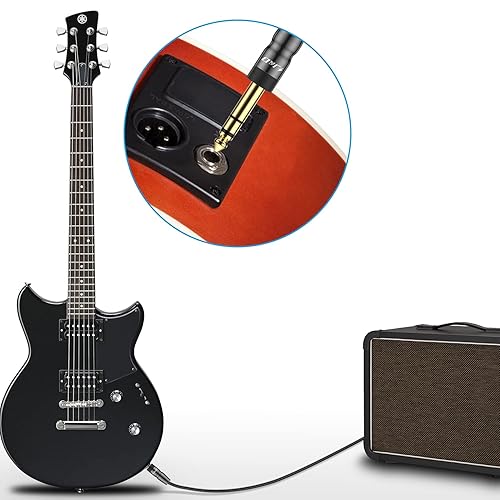 Miniatura 5 de J&D Cable de instrumento TRS de 14 pulgadas, carcasa de cobre chapado en oro de 0.250 in macho a macho, cable estéreo de 6 pies