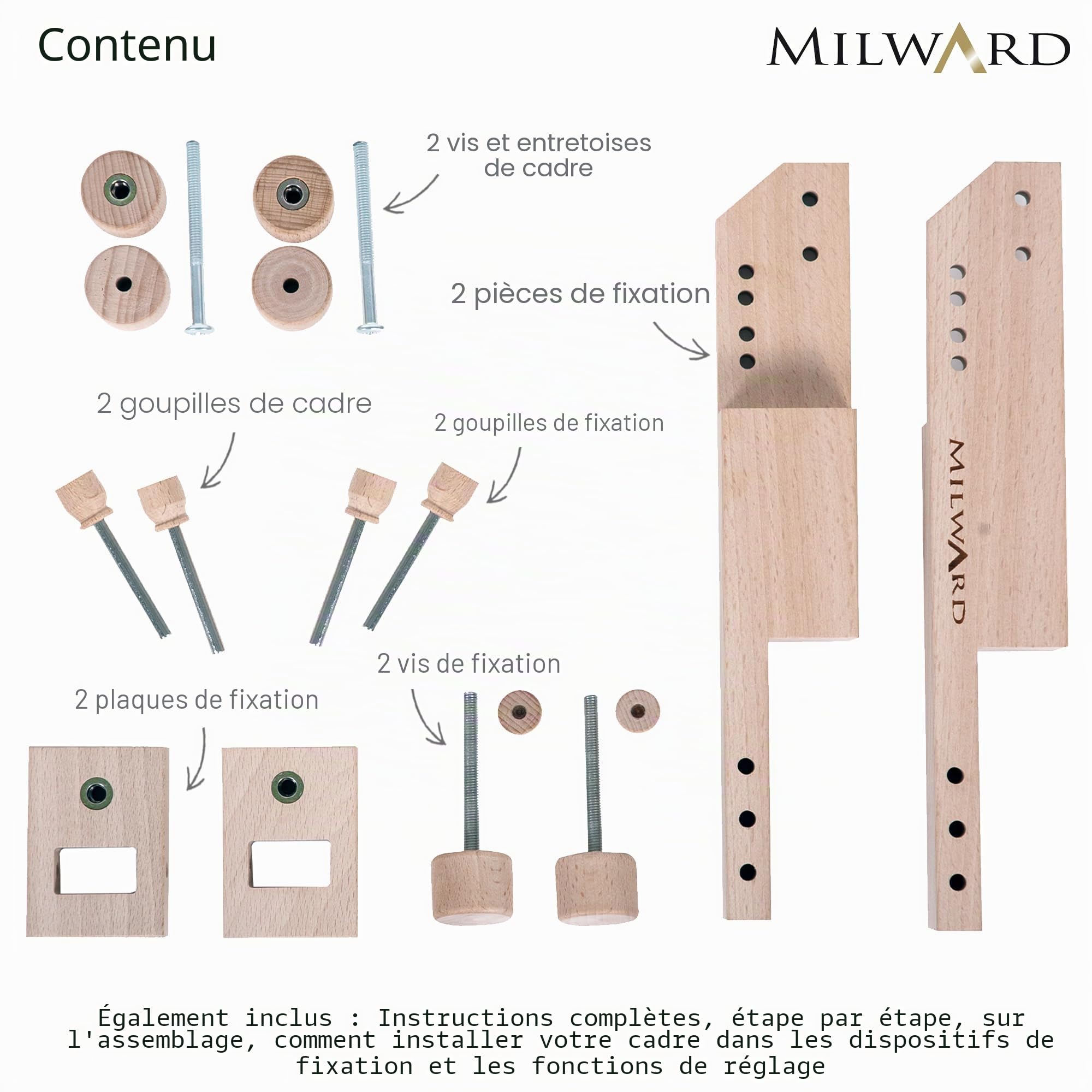Milward Pince de table réglable S – Pince rotative à 360° pour cadres à tapisserie sur table ou bureau. Support pour broderie, point de croix, travaux d'aiguille et quilting.