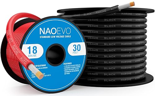 Miniatura 24 de NAOEVO Cable marino de calibre 4, 4 AWG de cobre estañado de PVC de grado marino, cable eléctrico IP68 resistente al agua y a la corrosión