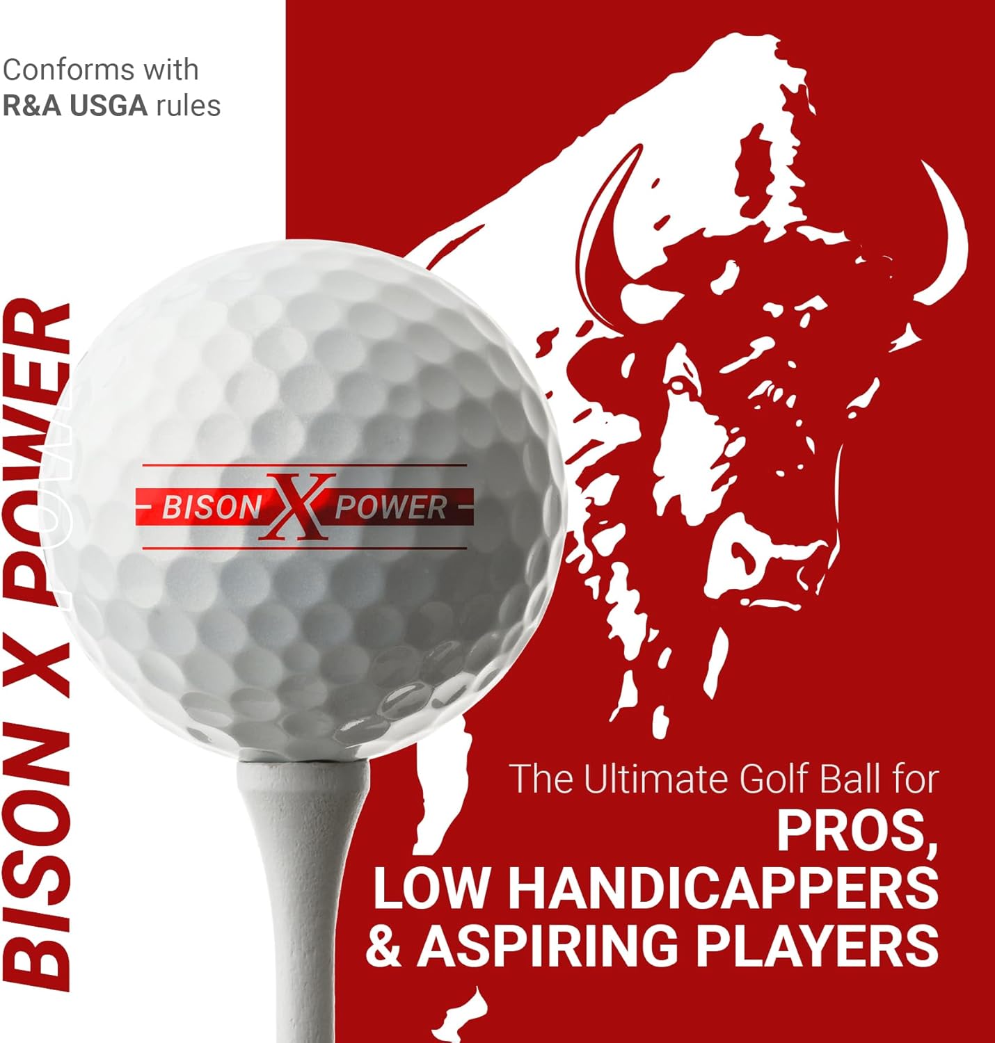 Trust Golf Ball Bison V/X Power–Designed for Professionals and Low Handicappers, Maximum Distance, Stopping Power, Soft Feel, Straight Flight, Urethane Cover for Ultimate Control (White-12/48 Balls)
