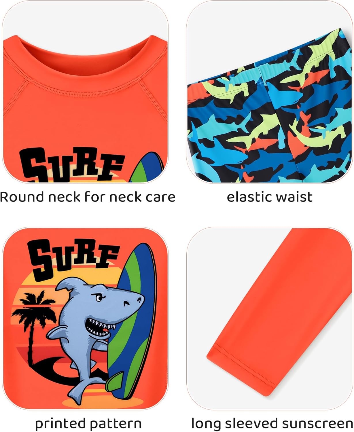 Boys Two Piece Rash Guard Swimsuits Kids Long Sleeve Printed Swimwear Sets Quick Dry Bathing Suit Boys 4-12 Years - Image 2