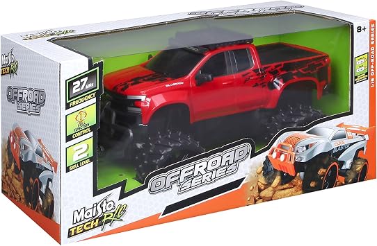 Maisto Tech R/C 1:16 Scale 2.4 GHz Off Road 2019 Chevrolet Silverado, Red