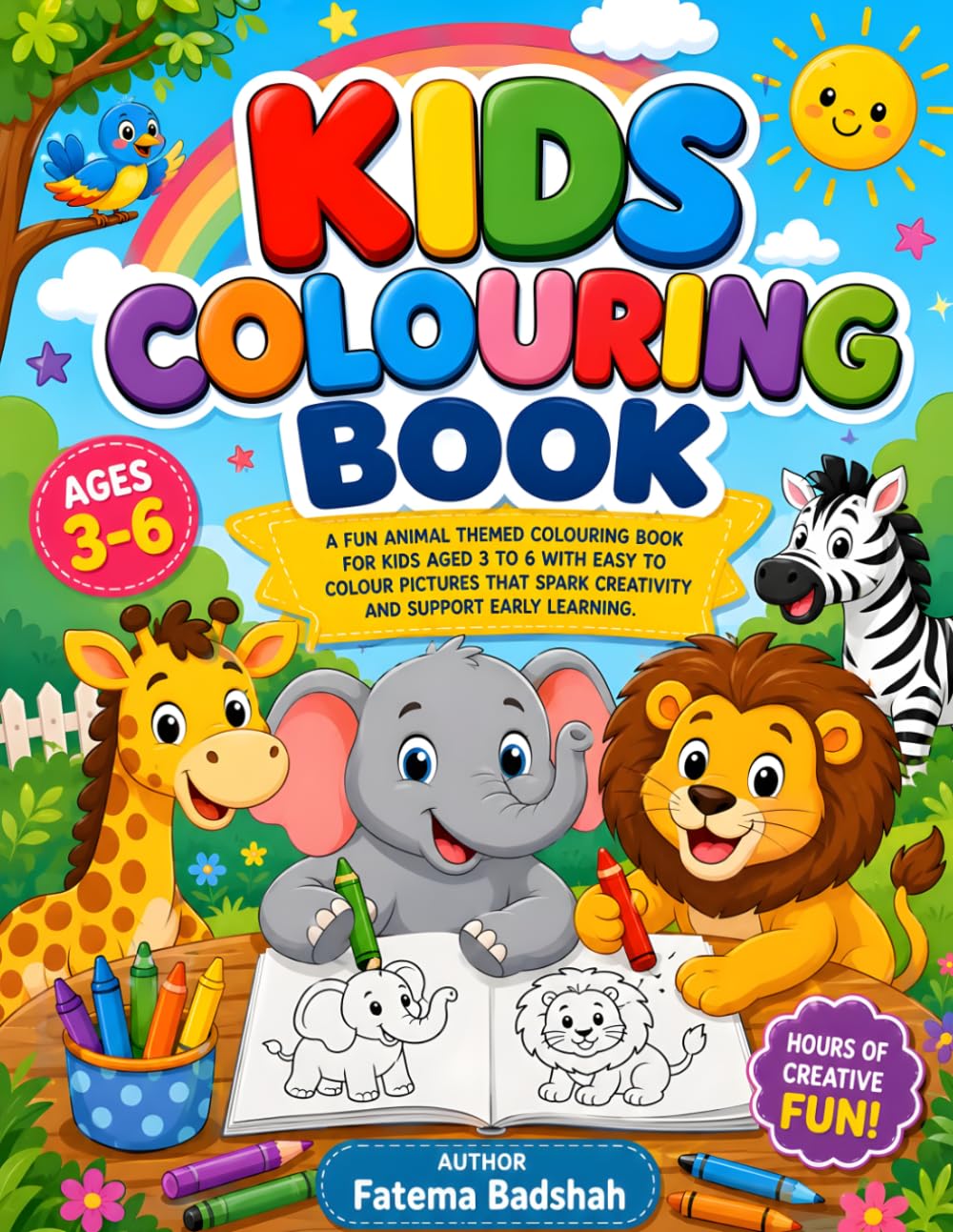 Kids Colouring Book: Fun and Easy Animal, Fruit & Vehicle Coloring Pages for Toddlers and Preschoolers | Simple Bold Designs for Boys and Girls