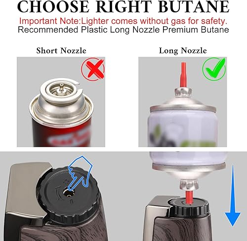 Miniatura 5 de Encendedor de doble llama de chorro, antorcha de butano recargable, encendedor a prueba de viento con punzón para hombres y mujeres con caja de