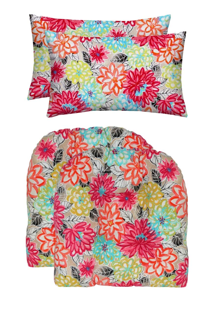 RSH Décor Indoor Outdoor Set of 2 U-Shape Wicker Tufted Seat Cushions (19