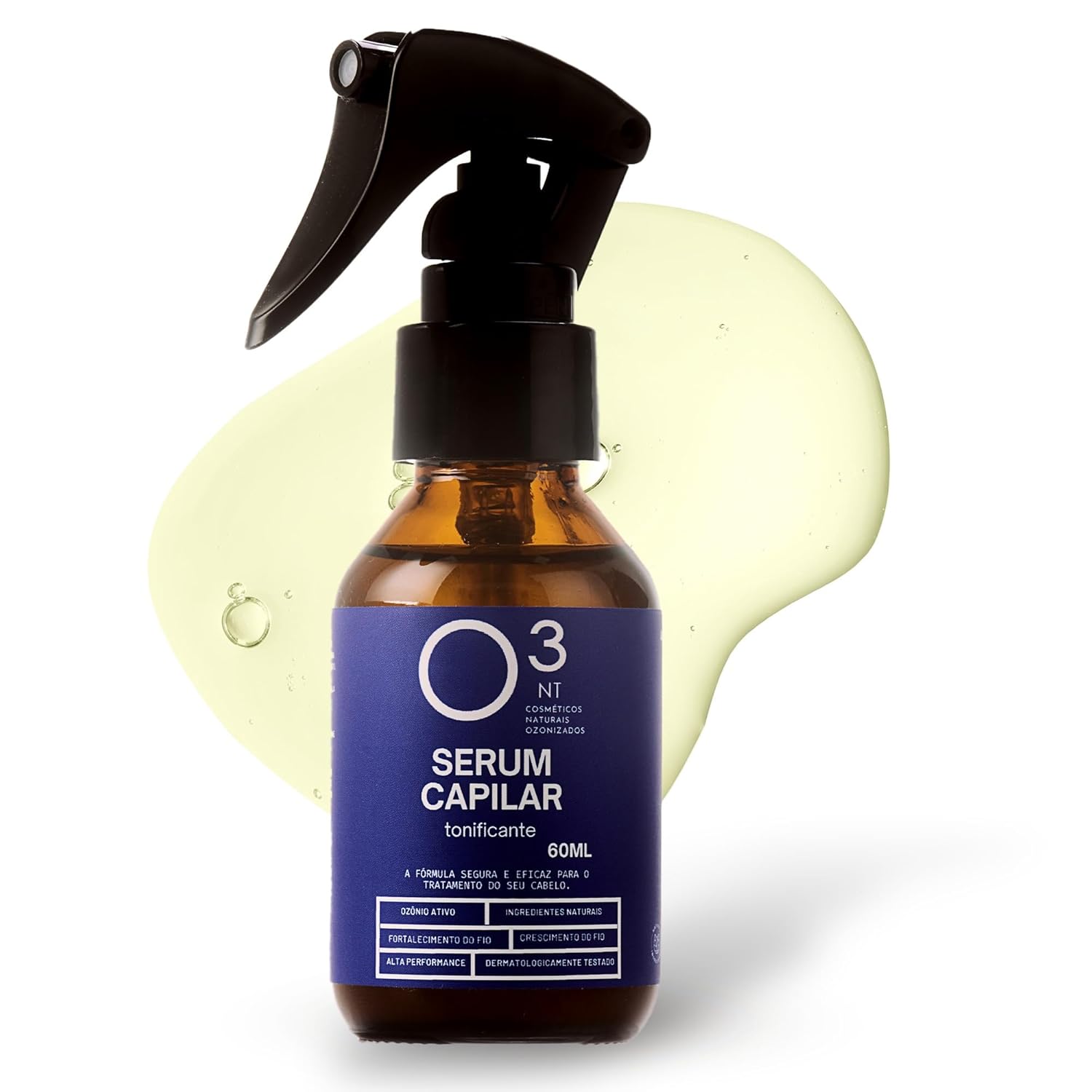 O3NT Sérum Capilar Tonificante – Ozônio Ativo e Ingredientes Naturais – Crescimento Capilar – Redução da Queda – Dermatologicamente Testado