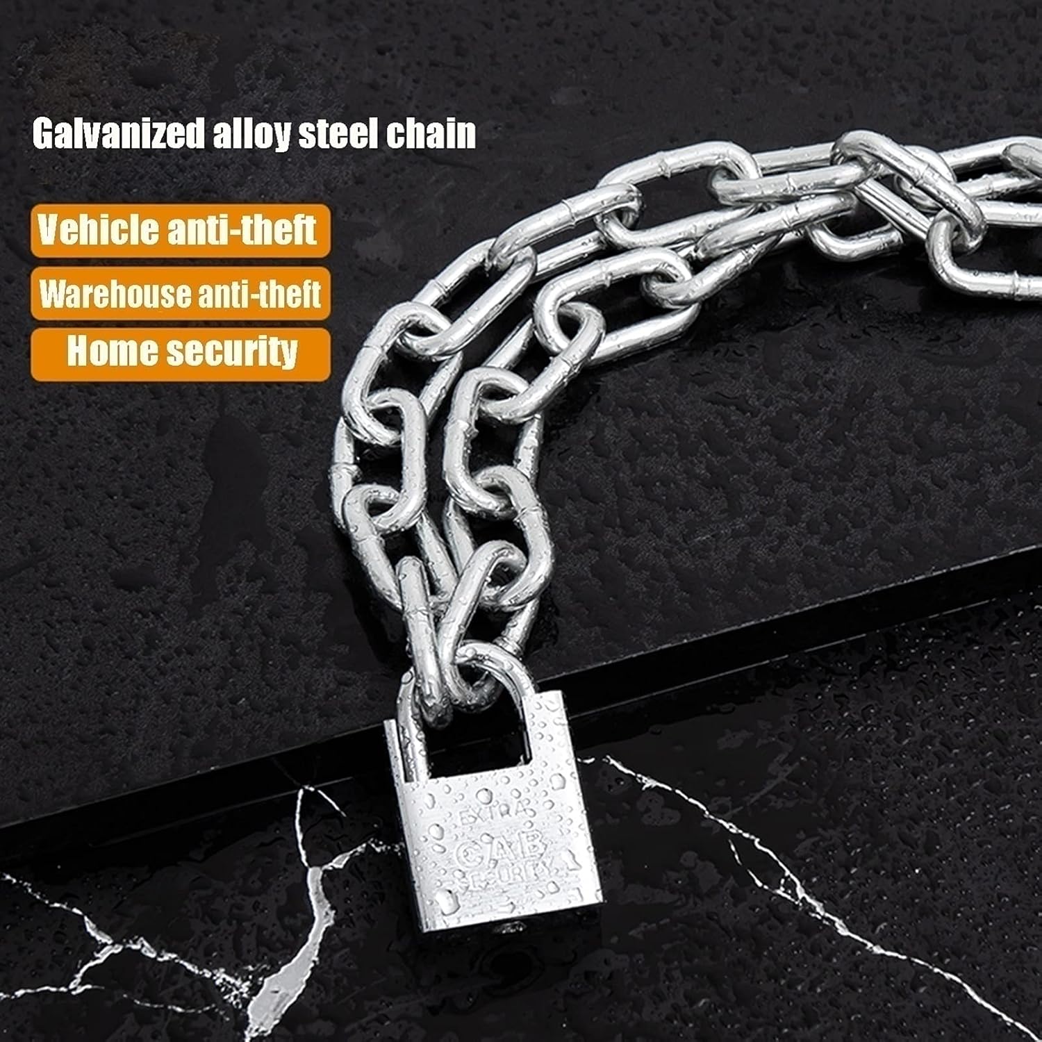 Chain Lock， Home Outdoor Chain Lock, and Anti-Theft Security Lock,Used for Bicycle,Warehouse,Fence Door Lock(0.35m)