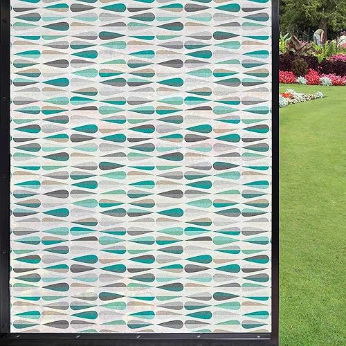 Película 3D retro esmerilada para ventana, de inspiración moderna de mediados de siglo, horizontal, en colores vintage, persianas de privacidad,