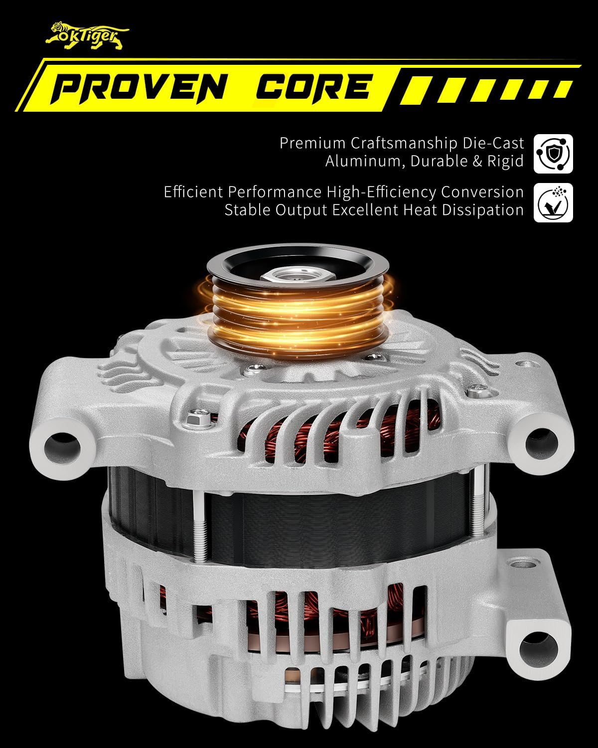 Oktiger Upgraded Alternator for Ford Fusion Se Sel 2006 2007 2008 2009 3.0L, for Mercury Milan Base Premier 2006-2009, for Lincoln Zephyr Base 2006, V6 12V 150A CW 6-Groove Pulley, OE 6E5T-10300-BA