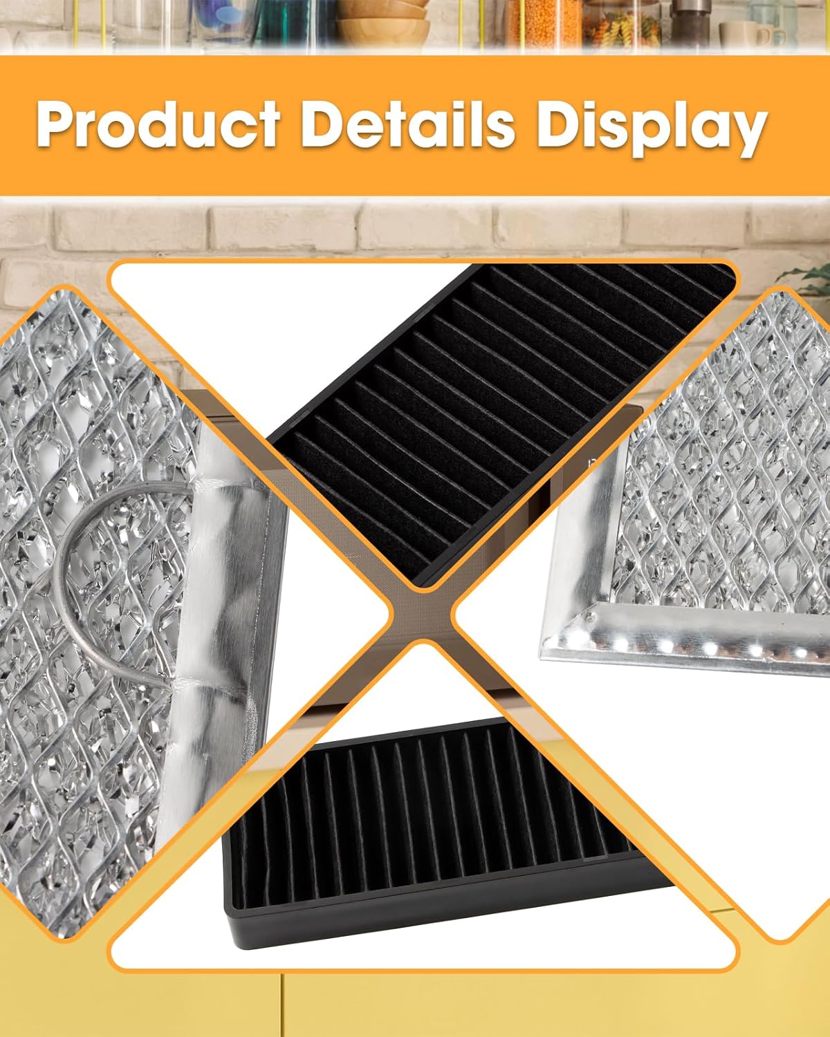 Microwave Oven Grease & Charcoal Filter Set Compatible with GE JVM7195SK6SS PNM9216SK5SS JVM7195EK5ES JNM7196DK5BB JVM7195DK5WW JNM7196SK6SS, 3 Pcs