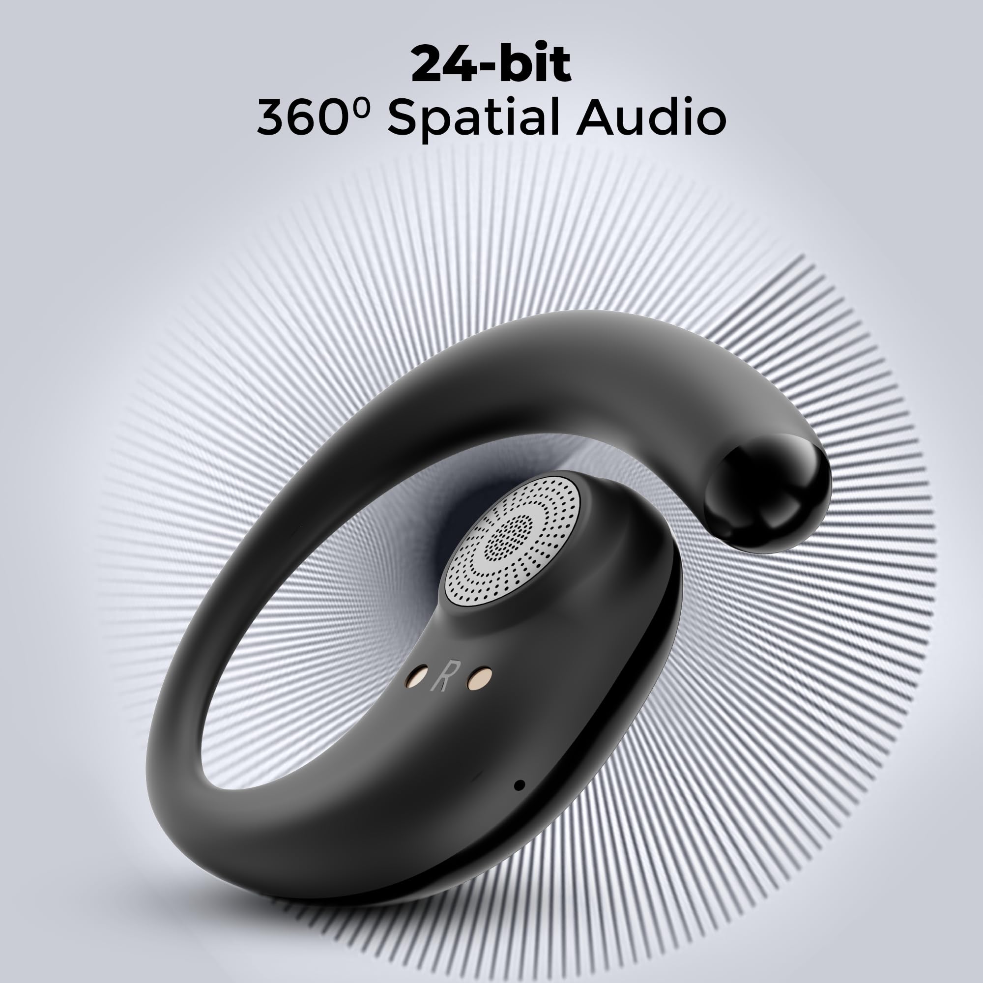 truke New Launch ResonanceX Open Ear Wireless Earbuds, 24-bit Spatial Audio, 70Hrs Playtime with Fast Charging, 16mm Titanium Drivers, 40ms Low Latency, Quad Mic ENC Calls, Made in India (Ash Black) — Amazon image 4