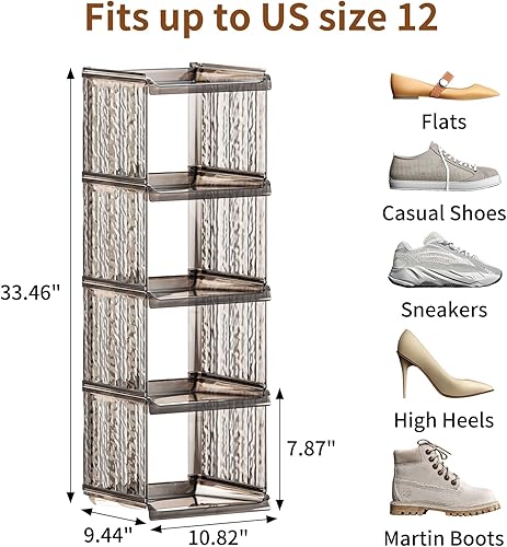 Miniatura 3 de HAIXIN Zapatero vertical para armario, organizador modular de zapatos de 5 niveles para entrada de puerta delantera, armario de almacenamiento de