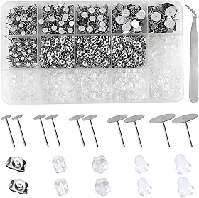 TOAOB THE ONE AND ONLY BABY Kit Com 2000Pç De Pinos E Tarraxas Hipoalergênicas Toaob, De 4 Mm A 10 Mm, Em Aço Inoxidável, Para Brincos De Pino, Bases E Tarraxas Para Brincos De Argila, Resina