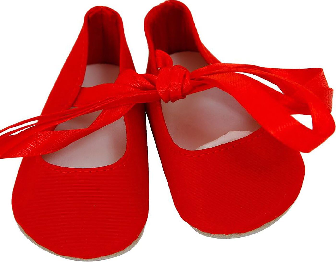 RED DOLLS BALLET SHOES MEDIUM SIZE 7.2CM X 3.3CM[FOR DOLLS SUCH AS FOR DOLLS SUCH AS AMERICAN GIRL, HANNAH BY GOTZ, DESIGN A FRIEND DOLL,BONNIE AND PEARL,KIDZ AND CATS