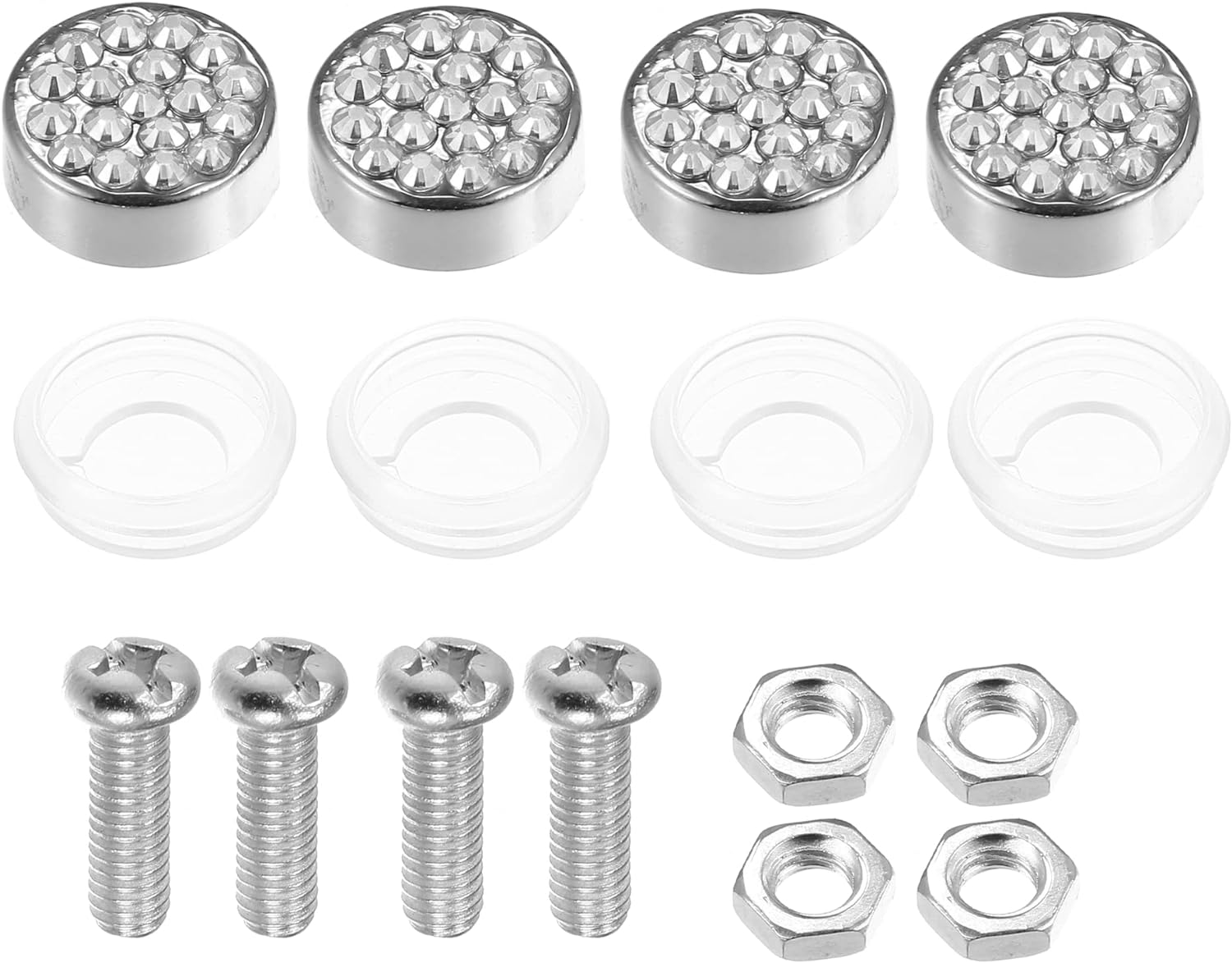 X AUTOHAUX 1 Set Bling Car License Plate Fasteners Screws