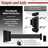 Vista 5 de DuraSteel Barrera retráctil para cinturón de montaje en pared, cinturón de seguridad negro de 6.5 pies en carcasa negra, Guardian 2.0