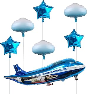 31inch Large Airplane Blue Party Decoration Airplane Balloon Birthday Party Supplies Airplane Aviator Adventure Themed(7Pcs)
