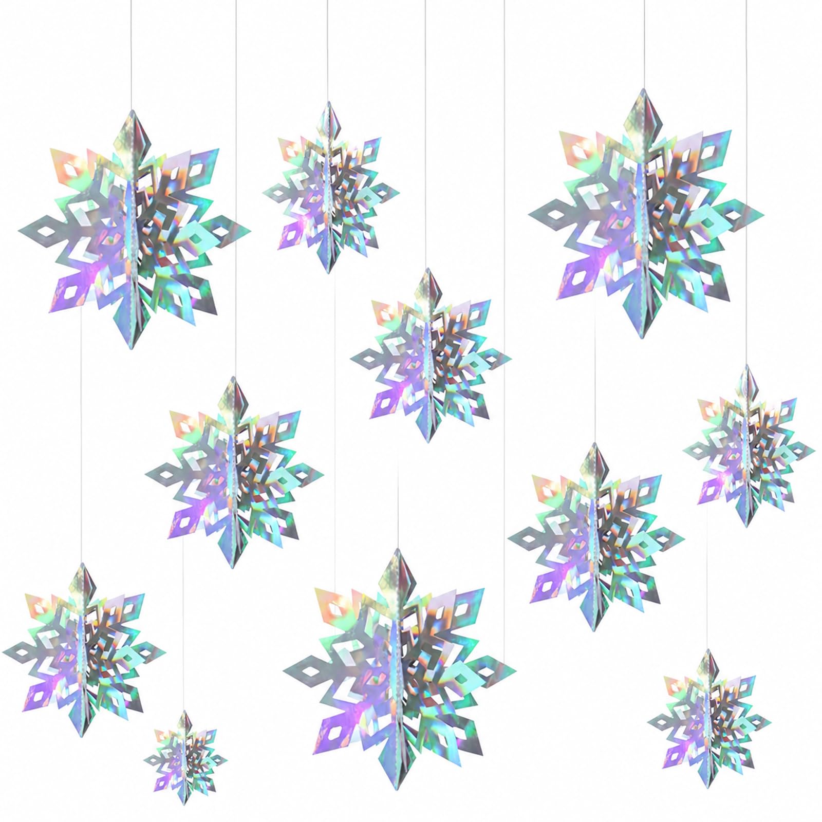 12 Pcs Snowflake Hanging Decorations,3D Christmas Snowflake Decorations