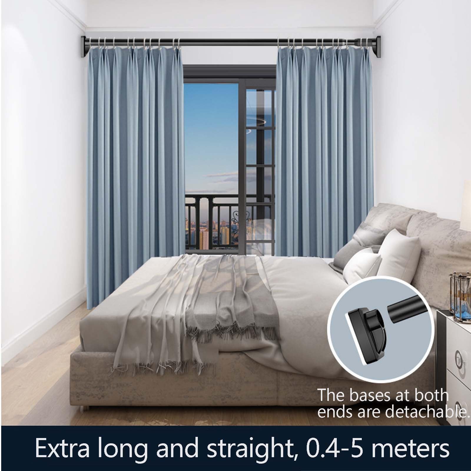 Barra Cortina Ducha Extensible de Acero Inoxidable 40-500 cm Barra de Tensión para Cortinas de Voile Barra de Cortina de Ducha Sin Taladrar para Baño Armario Guardarropa