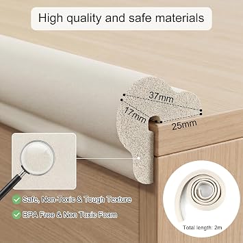 Safety Corner Protectors, Foam Safety Strip, Kids Anti Collision Strip, Child Table Cabinets Furniture Protection, Suitable For Coffee Table Furniture Fireplace (White)