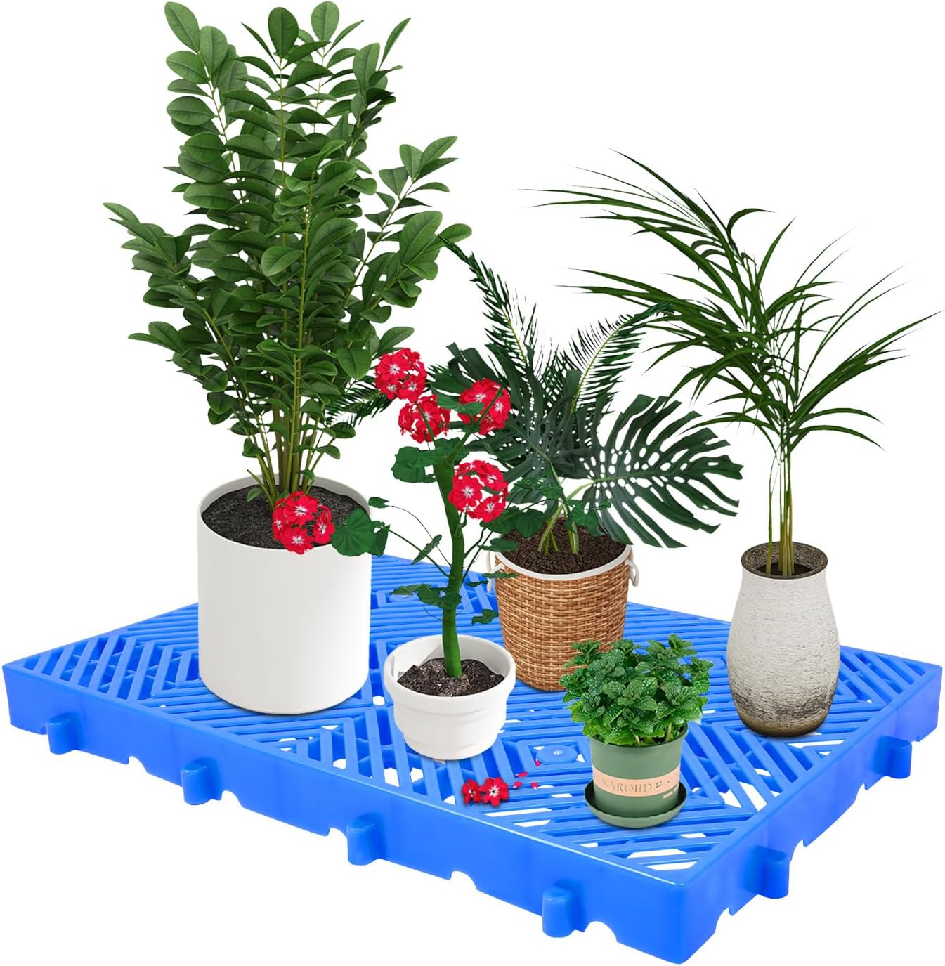 6 Pcs Moisture-Proof Floor Pallet,Waterproof Grid Ventilation Garage Floor Pallets,Breathable Grid Ventilation Storage Pad for Pet Mats,Basements,Balcony and Supermarket-Blue (23.62"X15.75"X1.97")