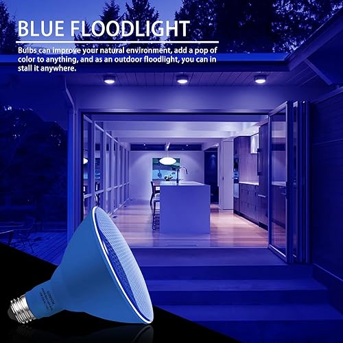 Vista 42 de Paquete de 4 luces de inundación moradas PAR38 para exteriores, bombillas moradas regulables, 20 W (equivalente a 200 W), base E26, bombillas