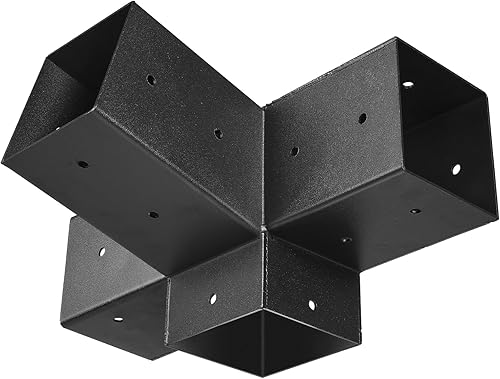 Miniatura 85 de VEVOR Kit de soporte para pérgola de 6 x 6 pulgadas (tamaño interior 5.6 x 5.6), 4 piezas de soporte de esquina resistente de 3 vías, kit de base