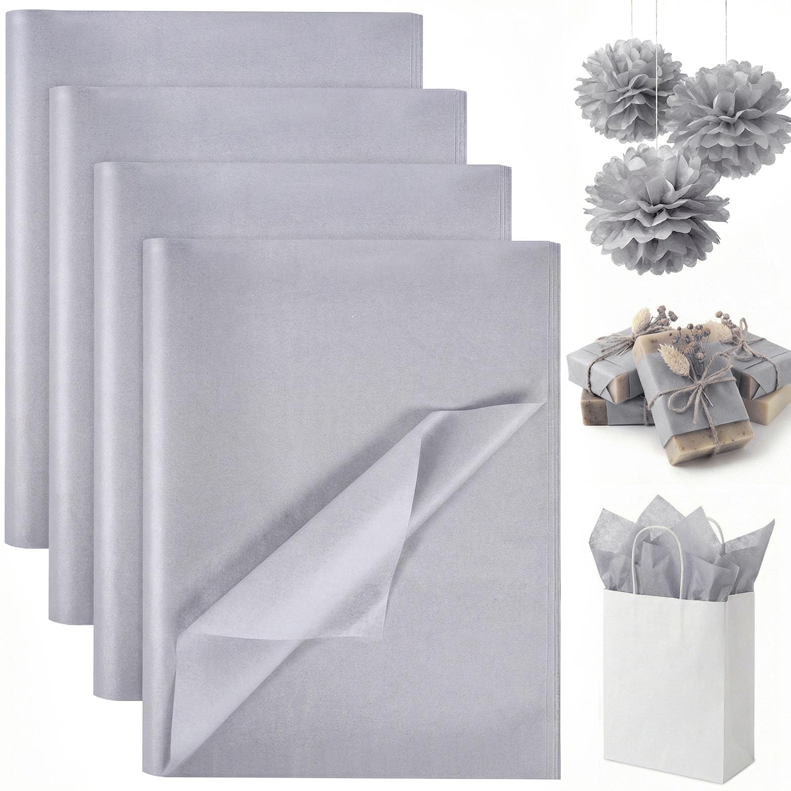 Koogel 330 Sheets Silver Tissue Paper, 14 X 10 inches