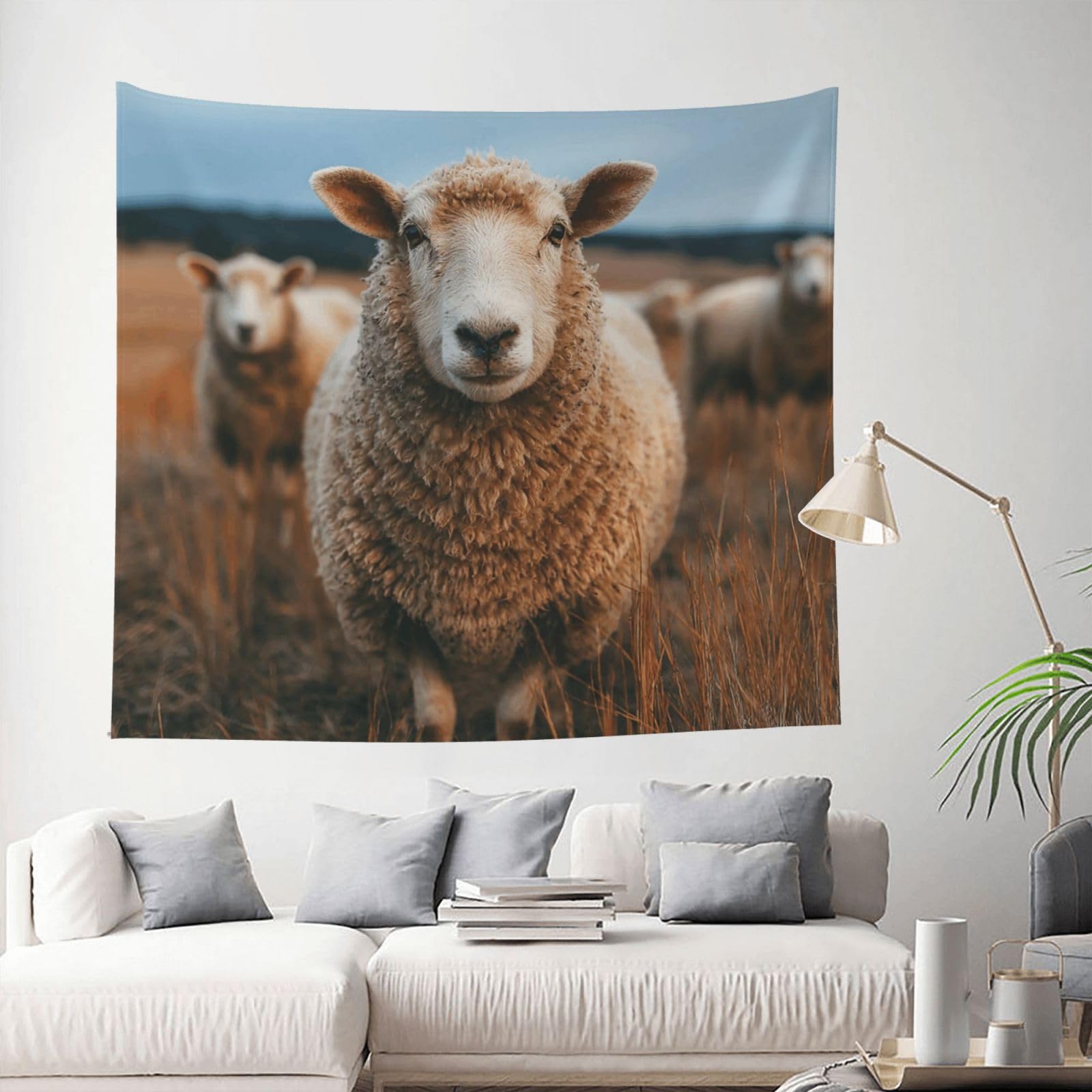 QLDETUPWLX Tapestry 153 X 130 CM Inches Wall Hanging for Living Room Sheep Standing Tapestrys Home Decor Soft Aesthetic Tapestries Hanging Decor Blanket Wall Tapestry for Bedroom Dorm Indoor Outdoor