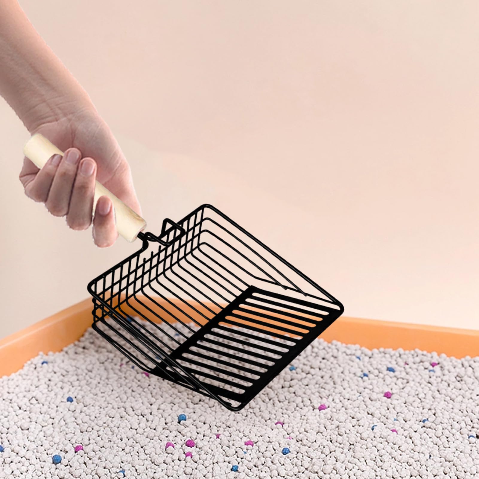 Pala para Arena de Gato, Pala de Arena for Gatos Metal con Mango Largo, ergonómica, Antideslizante, for Caja