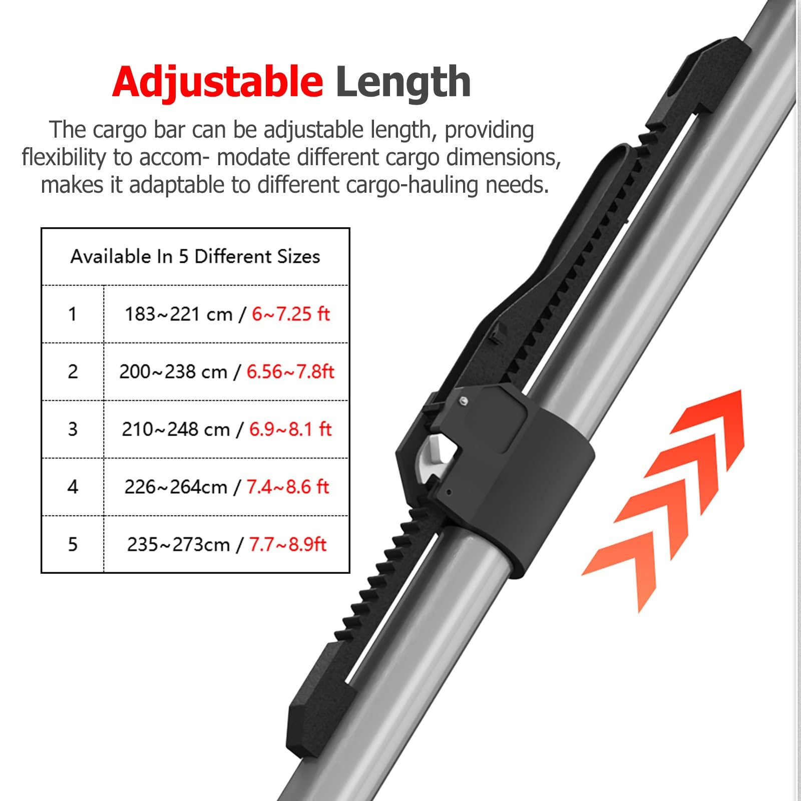 Generisch Verstellbare, hochbelastbare Ladungssicherung - Ausziehbarer Ladungssicherungs-Stabilisator für Abholung und Lieferung - 2 Stück Gummipolster-Ladungssicherung (210-248 cm / 6,9-8,1 Fuß)