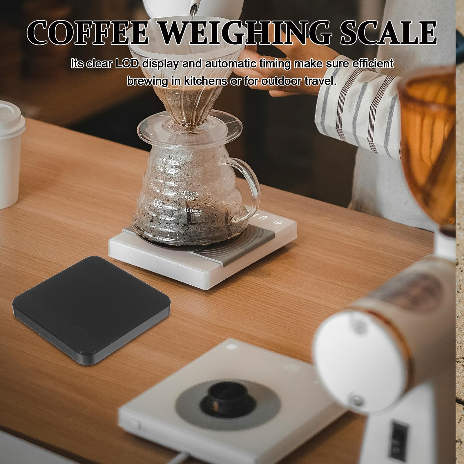 Báscula Digital Material Abs y Silicona Alta Precisión 2kg/0.1g para Café con Temporizador Portátil y Carga Usb-c Adecuado para Camping y Viaje