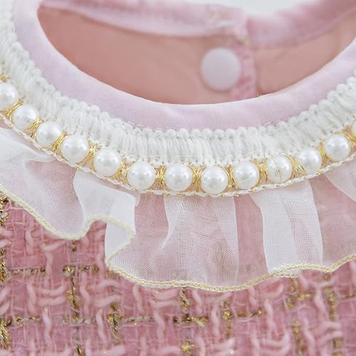 Miniatura 3 de Vestidos de lujo con perlas para perros, falda de tul de encaje para cachorros pequeñas y medianas, fotografía, Navidad, Halloween (rosa, S)