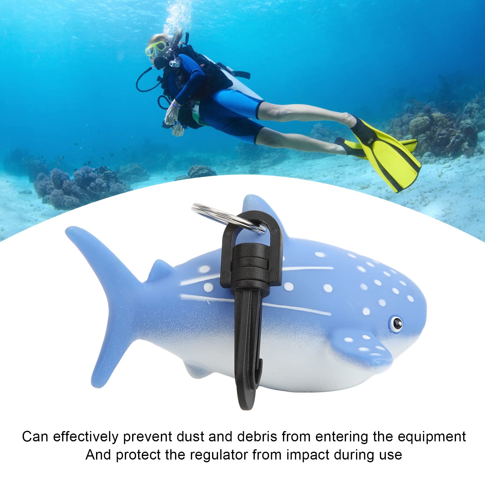 Boquilla de Buceo de de Dibujos Animados, Cubierta a Prueba de Polvo, Soporte Regulador de Segunda Etapa con Clip (tiburón Ballena)