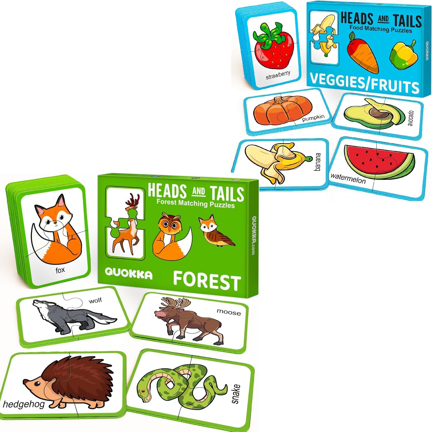 QUOKKA Animal and Fruits Vegetables Toddler Puzzle Bundle
