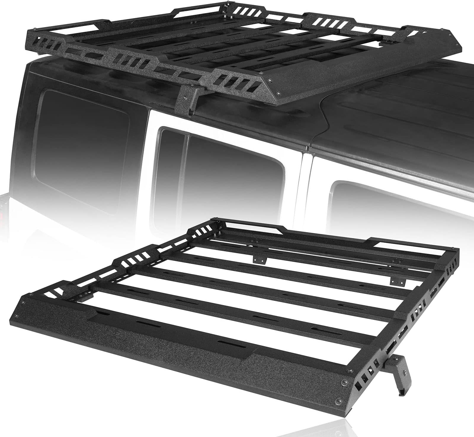 Hooke Road for Jeep JK Roof Rack Cargo Basket for 2007-2018 Jeep Wrangler JK Unlimited 4-Door Hardtop Heavy Duty Steel Luggage Carrier