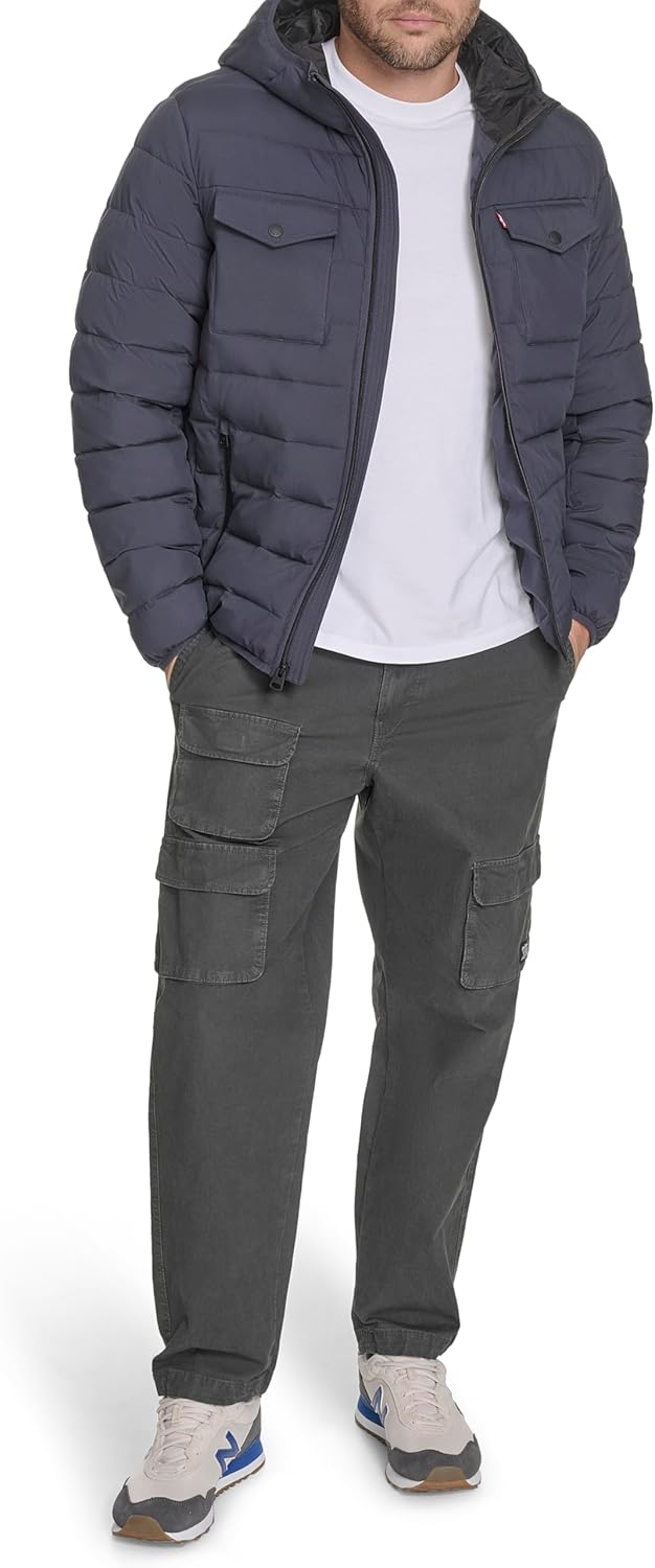 Water Resistant Performance Stretch Hooded Puffer Jacket