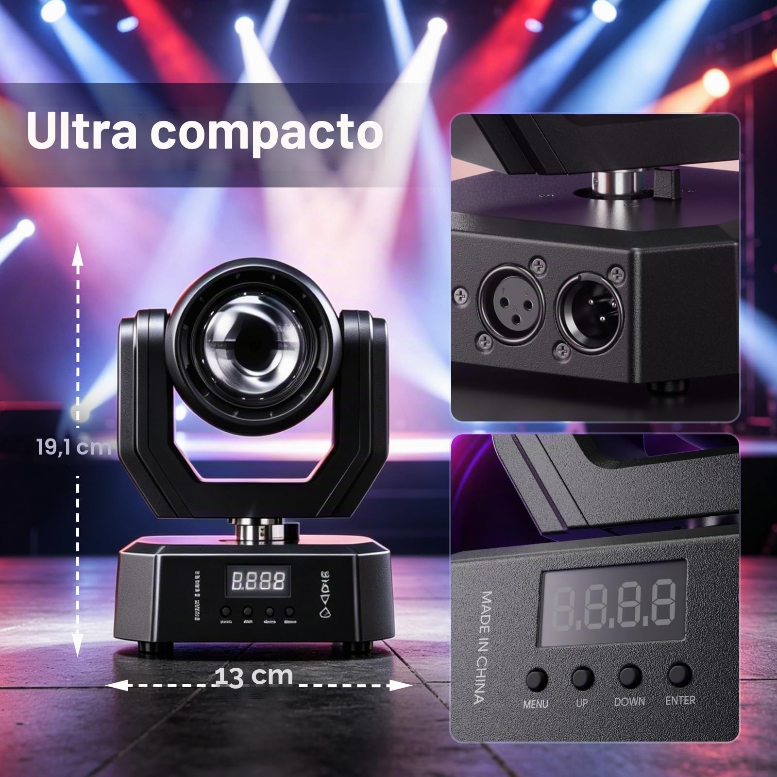 2PCS Cabeza Móvil LED 30W Mini Beam luz Iluminación de Escenario con Control Remoto 5 modos Lámpara de haz Estroboscópico DMX512 para Fiesta Cumpleaños Bar Discoteca