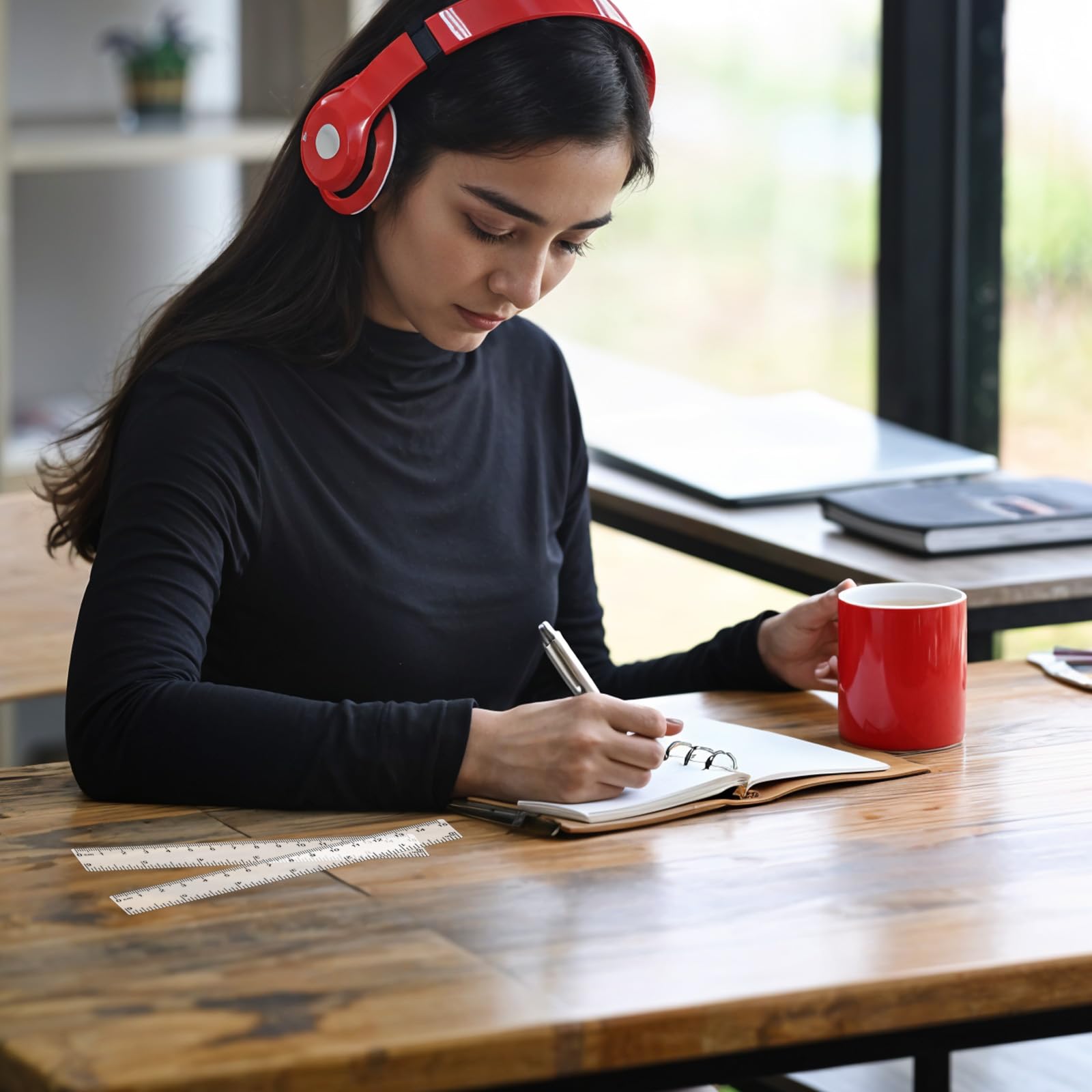 10 Pcs Clear Ruler, Clear Plastic Ruler 6 Inch 8 Inch Transparent Shatterproof Straight Rulers with Inches and Centimeters for School Classroom Home Office - Image 7