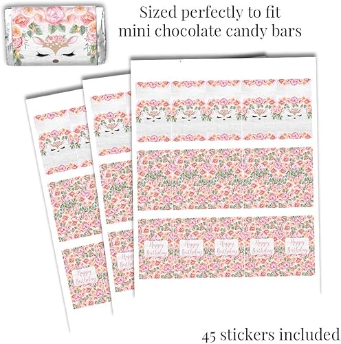 Miniatura 4 de Kit de calcomanías florales para fiesta de cumpleaños de ciervos pequeños, 429 piezas. Incluye 60 calcomanías circulares de 2 pulgadas para