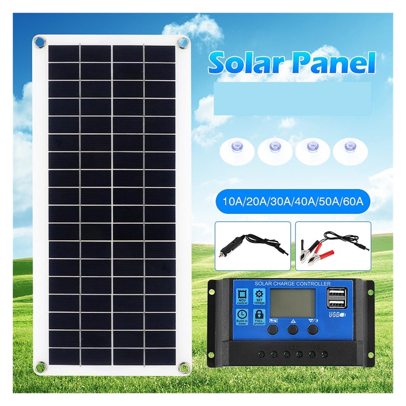 łAdowarka Z Panelem SłOnecznym Elastyczna ładowarka do paneli słonecznych Podwójny port USB z kontrolerem Ogniwa słoneczne Power Bank do telefonu Samochodowy jacht RV(60A controller kit)
