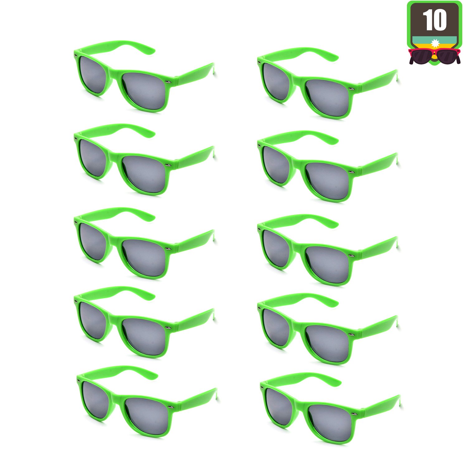 Pibupibu 10/20 Packs Adults Wholesale Neon Colors Square Retro Style Party Favors Sunglasses