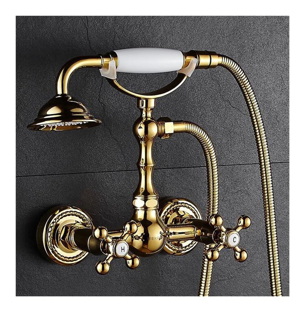 Blyqxs Gold 4 Shower Faucet Brass Golden Bathtub Faucets Wall Bath Faucet Xt365(Gold 4)