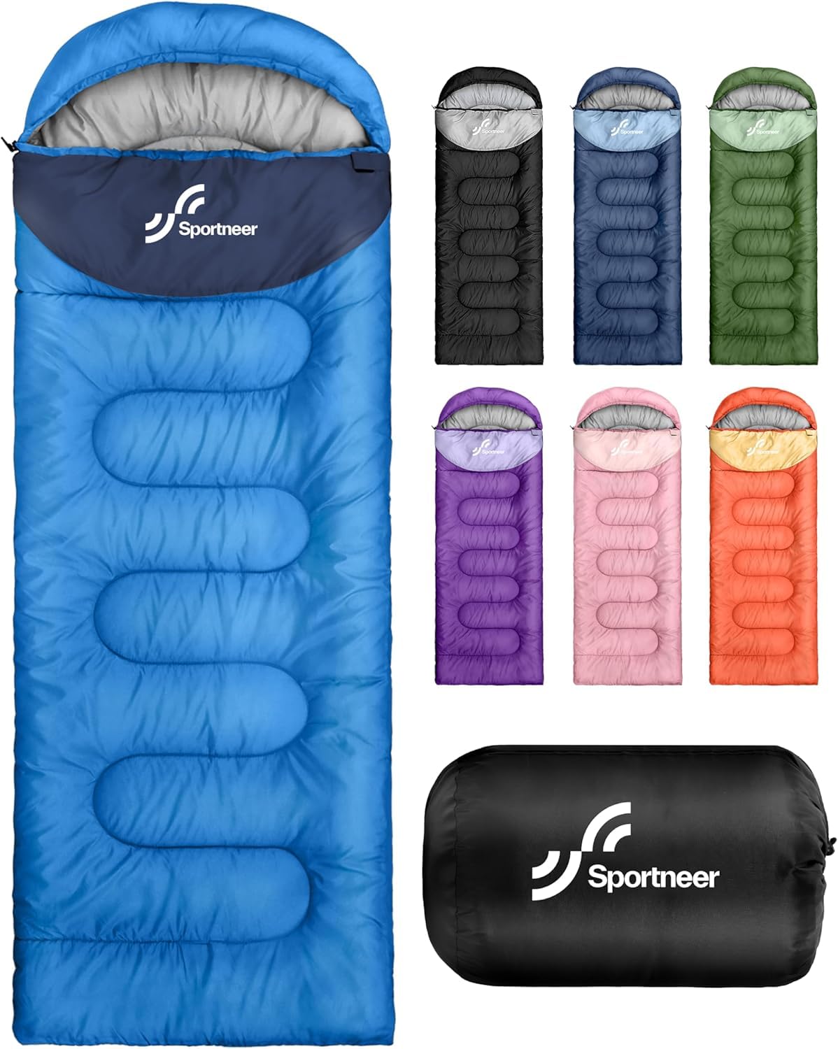 Sportneer Sleeping Bags for Adults - Kids Sleeping Bag 3-4 Season Lightweight Backpacking Sleeping Bag Cold Weather & Warm, Compact, Single Adult Girls Boys Camping Sleep Bag, 220×80cm, 2kg