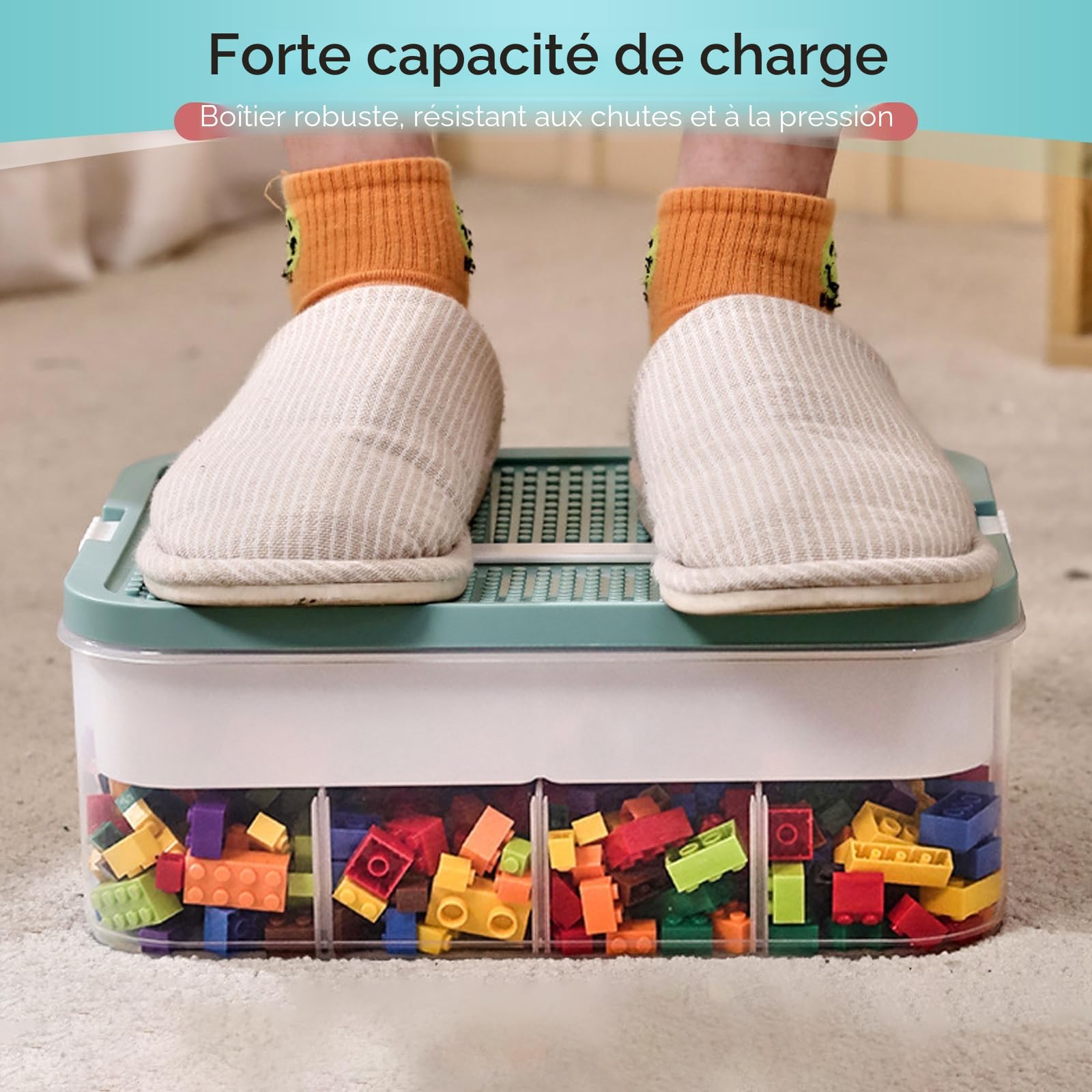 Boite Rangement Plastique pour Lego Briques, 3 Couches Boite Rangement pour Lego avec Couvercle, Enfant Jouets Empilable Organiseur Transparent avec Compartiments pour Ranger les Jouets