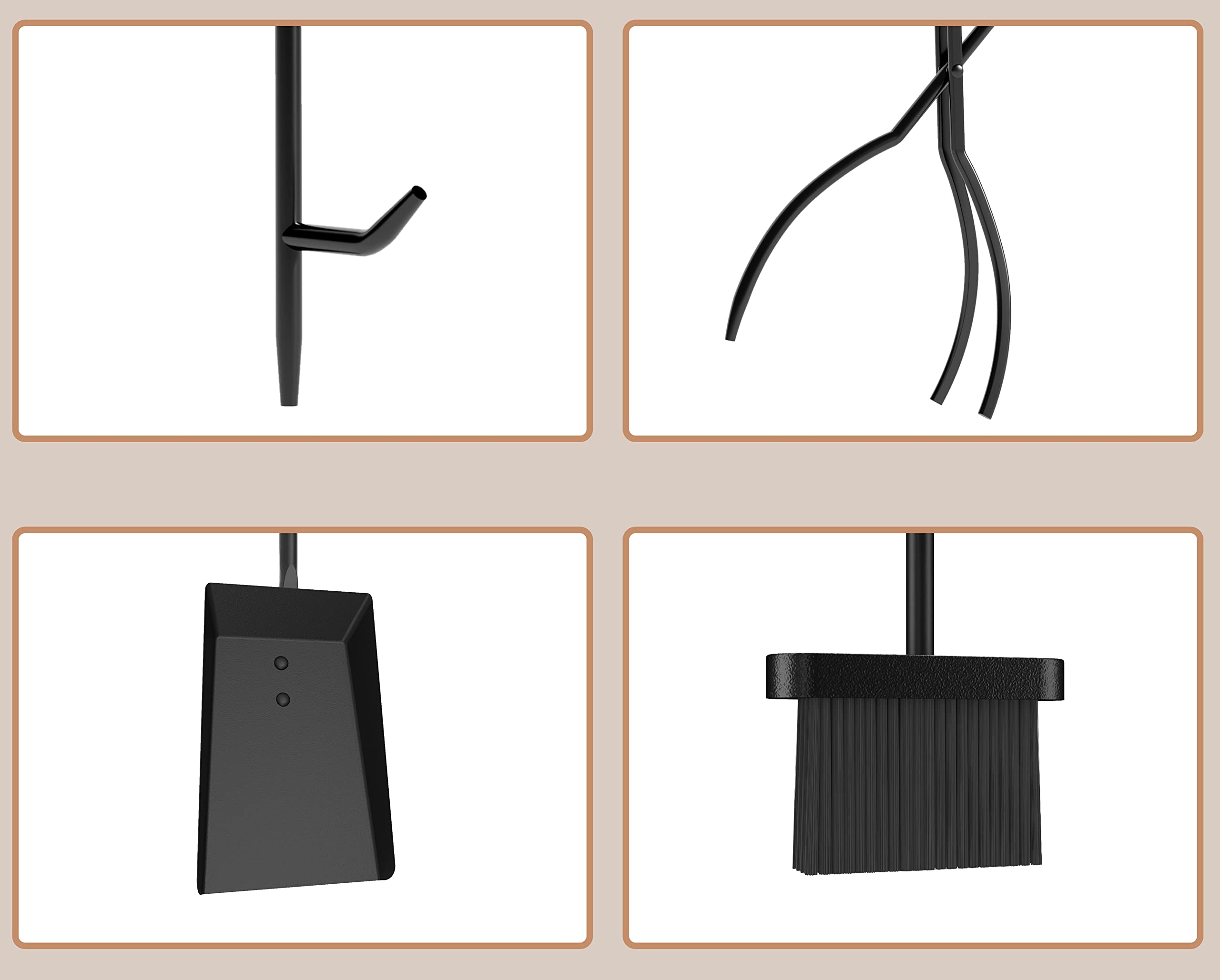 Modern Ember 5-Piece Steel Fireplace Tool Set T57010BK At